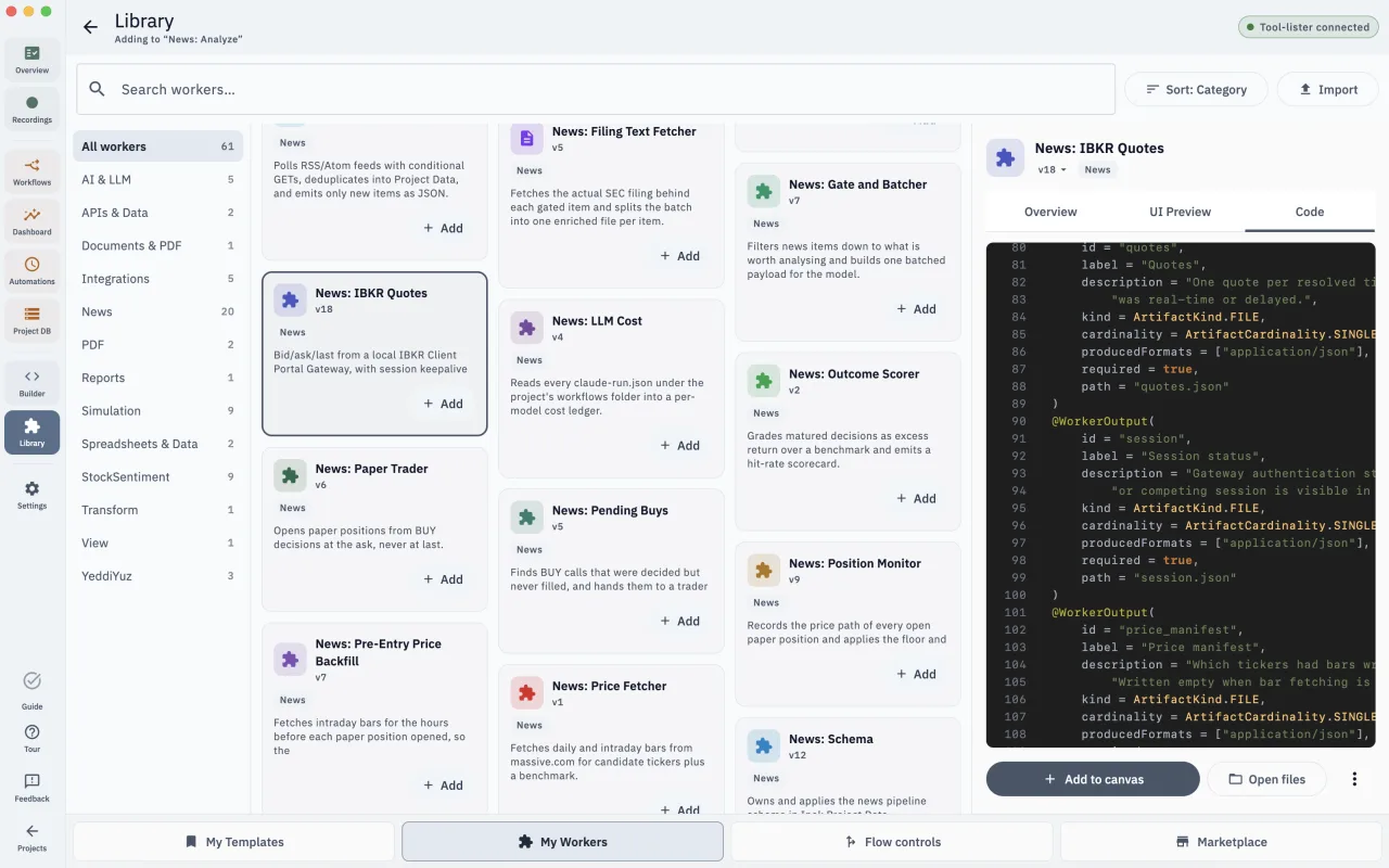 Ipek’s Library: the project’s workers, with the source code of the broker quotes worker